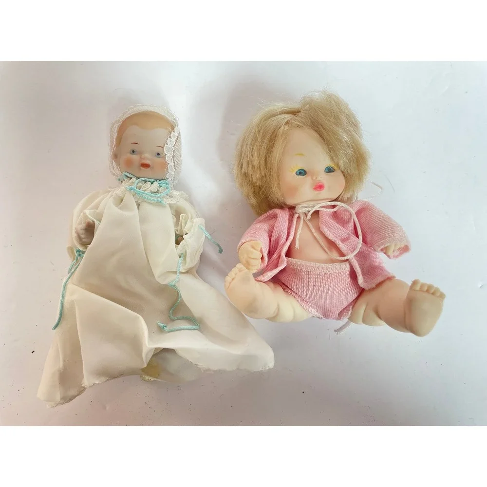 Vintage Shackman Porcelain Baby Doll Japan & Blonde Vinyl Baby Doll‎ Lot 2pc
